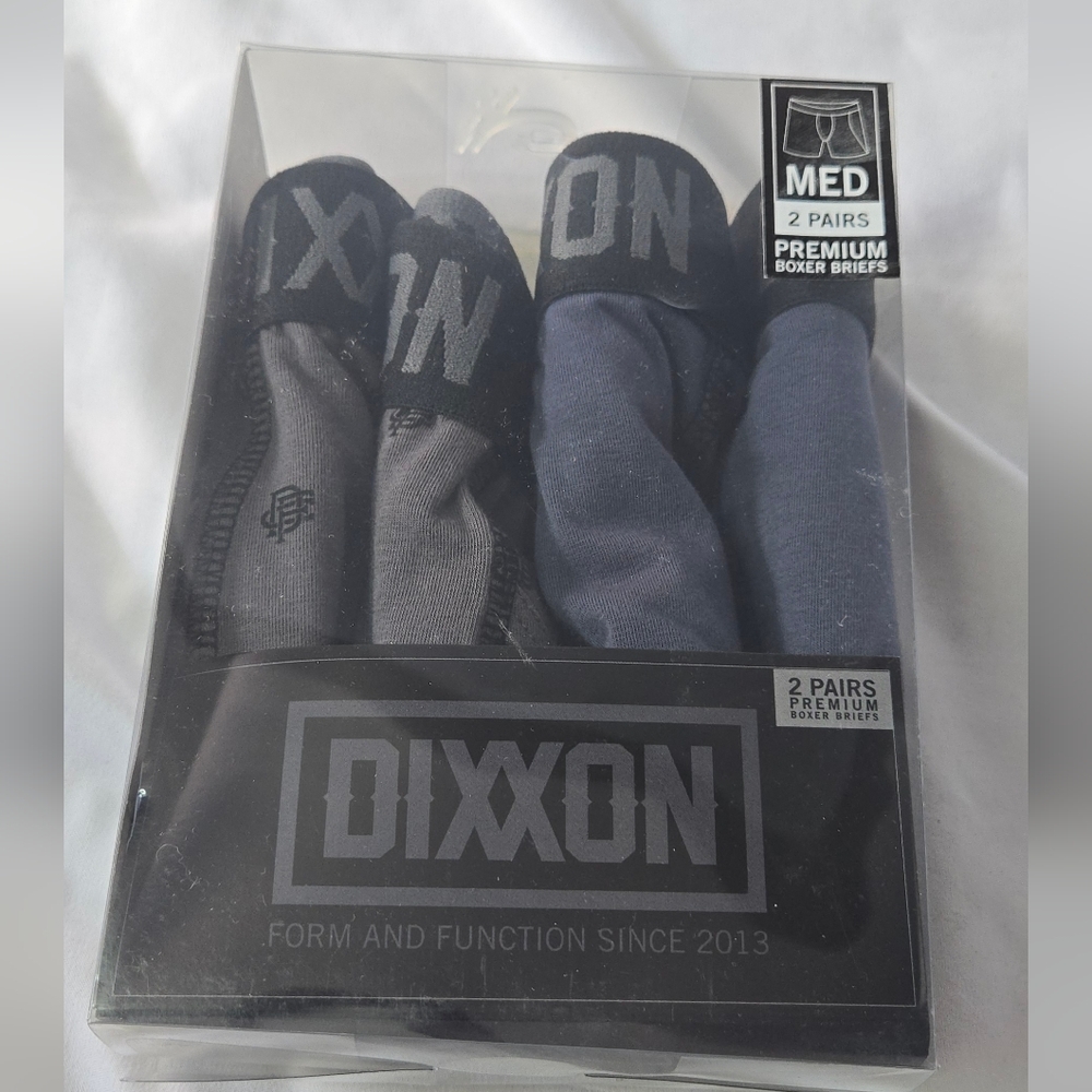 NIB DIXXON Men's Medium Premium Boxer Briefs Black/Blue/Gray